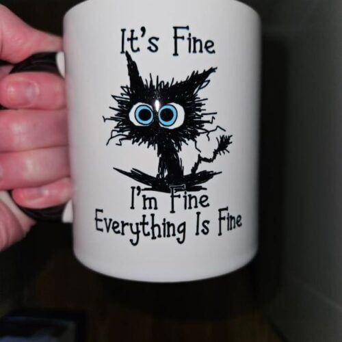 It's Fine I'm Fine Everything is Fine Accent Coffee Mug, Funny, Humor, Cartoon, Gift for Her Him, Present, Birthday, Holiday photo review