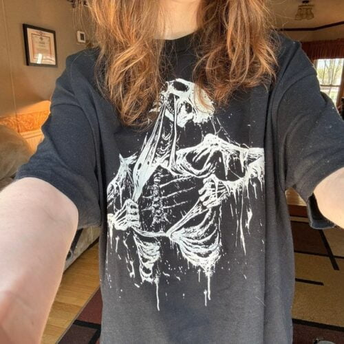 Skeleton Ripping Rib Cage Vintage 90s Graphic Unisex T-Shirt, Rib Cage Unisex Shirt, Retro Skeleton Tee, 90s Skull Shirt photo review