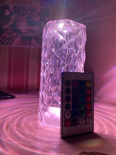 Romantic LED Crystal Table Lamp with Rose Projection, Touch Night Light, Ideal for Home Decor And Gifts photo review