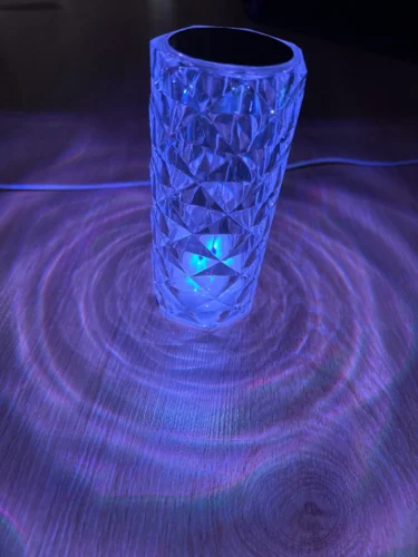 Romantic LED Crystal Table Lamp with Rose Projection, Touch Night Light, Ideal for Home Decor And Gifts photo review
